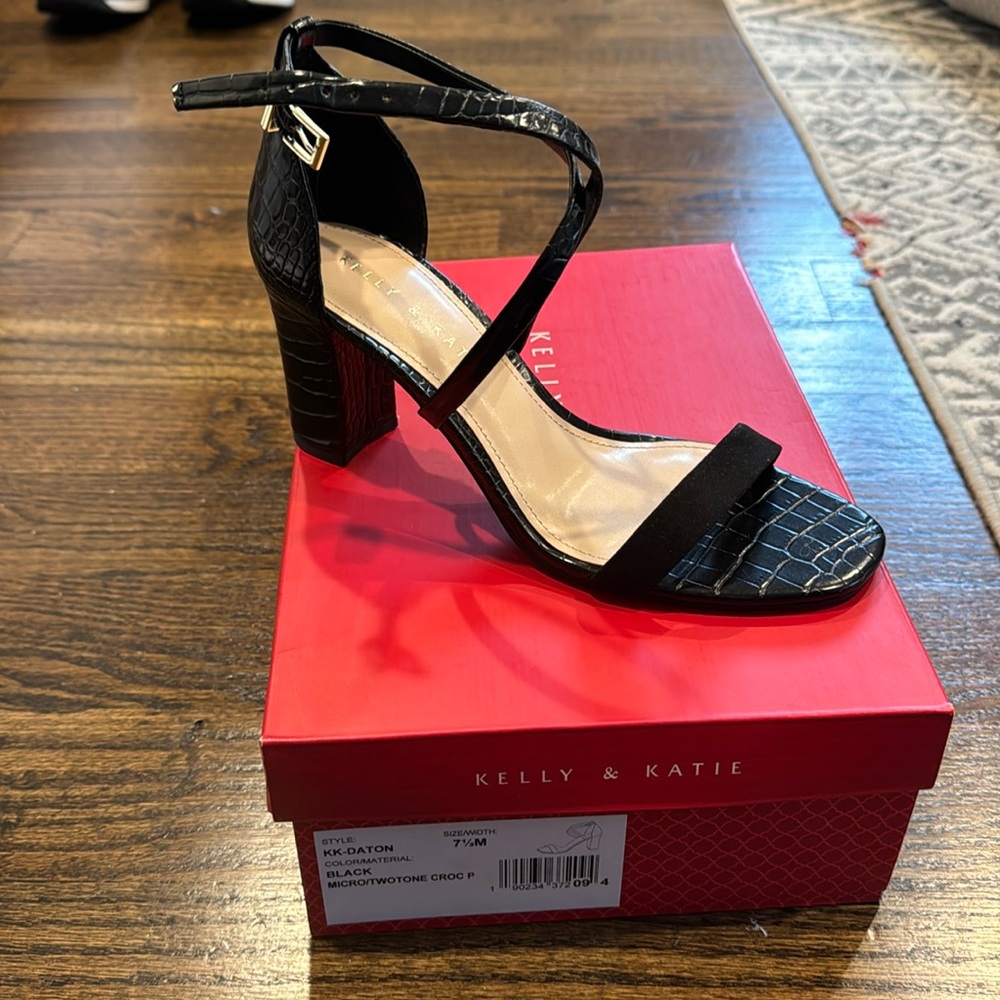 Black open toe heels